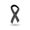 Black mourning ribbon - 3D vector symbol