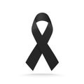 Black mourning ribbon isolated on white background. Vector illustration