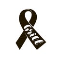 Black mourning ribbon. Lettering grief, typographic design