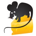 Black mouse found cheese Royalty Free Stock Photo