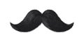 Black moustache. Cute curly simple mustache, hipster barbershop fashion logo, humor party photobooth props, groom