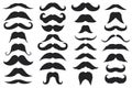 Black moustaches. Mustache silhouettes, hipster and gentleman style elegance design, barbershop facial, face accessory