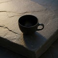 Black Mug on Stone Surface Royalty Free Stock Photo