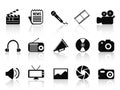 Black multimedia icons set