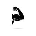 Black Muscular arm icon or logo Royalty Free Stock Photo