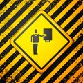 Black Museum guide icon isolated on yellow background. Warning sign. Vector