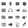 Black Music and audio equipment icons