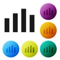 Black Music equalizer icon isolated on white background. Sound wave. Audio digital equalizer technology, console panel Royalty Free Stock Photo
