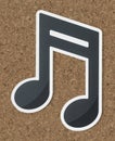 Black music note icon isolated