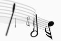 Black music notes with white background, 3d rendering Royalty Free Stock Photo