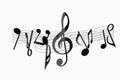 Black music notes with white background, 3d rendering Royalty Free Stock Photo