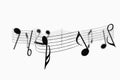 Black music notes with white background, 3d rendering Royalty Free Stock Photo