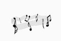 Black music notes with white background, 3d rendering Royalty Free Stock Photo