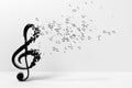 Black music notes with white background, 3d rendering Royalty Free Stock Photo