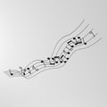 Black music notes with white background, 3d rendering Royalty Free Stock Photo