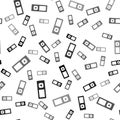 Black Music player icon isolated seamless pattern on white background. Portable music device. Vector Royalty Free Stock Photo