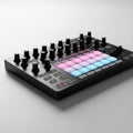 Black Music Production Controller with Illuminated Pads on White Background mixer Royalty Free Stock Photo