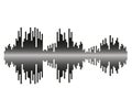 Black music sound waves. Audio technology, musical pulse. Vector object for design, mockup.