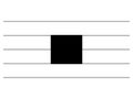 Black music symbol of Octuple whole note rest on ledger lines Royalty Free Stock Photo