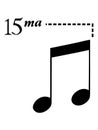 Black music symbol of Quindicesima Royalty Free Stock Photo