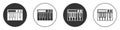 Black Music synthesizer icon isolated on white background. Electronic piano. Circle button. Vector