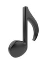 Black musical note 3D. Icon isolated on white Royalty Free Stock Photo
