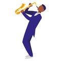 Black musician jazz playing saxophone character