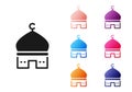 Black Muslim Mosque icon isolated on white background. Set icons colorful. Vector