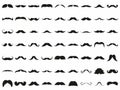Black mustache icons set on white background hand drawn