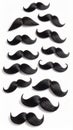 Black mustaches arranged in a pattern on white background, studio shot. Royalty Free Stock Photo