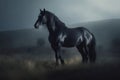 Black mustang horse. Generate ai