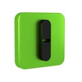 Black Nail file icon isolated on transparent background. Manicure tool. Green square button.