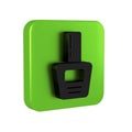 Black Nail polish bottle icon isolated on transparent background. Green square button.