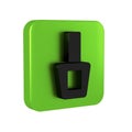 Black Nail polish bottle icon isolated on transparent background. Green square button.