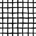 Black Naive Checkered seamless pattern on White. Messy graffiti sketch wallpaper print in grunge style with trippy grid. Swiss