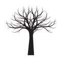 Black Tree without leaves on white background. Vector Illustration Royalty Free Stock Photo