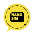 Black Nano Sim Card icon isolated on white background. Mobile and wireless communication technologies. Network chip