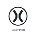 black narrow bridge isolated vector icon. simple element illustration from traffic signs concept vector icons. narrow bridge