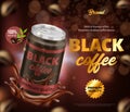 Black Natural Premium Quality Coffee Ad Banner Royalty Free Stock Photo