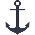 Black navy anchor isolated flat vector icon logo