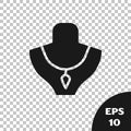 Black Necklace on mannequin icon isolated on transparent background. Vector