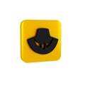 Black Necklace on mannequin icon isolated on transparent background. Yellow square button.