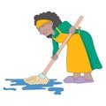 black negro mothers were doing their daily chores mopping the floors