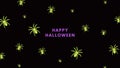 Black & Neon Happy Halloween Spiders Desktop Wallpaper