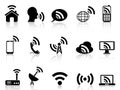 Black network icons set