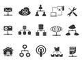 Black network icons set