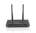 Black network router isolated on white background. Royalty Free Stock Photo