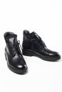 Black new leather shoes Royalty Free Stock Photo