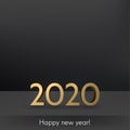 Black 2020 New Year background with 3d golden text