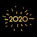 Black 2020 New Year background with shiny gold figures